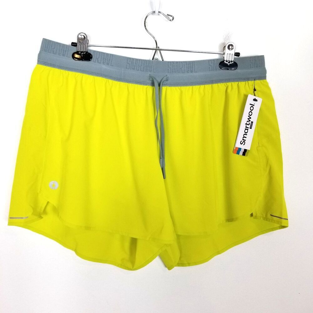 SmartWool Women Active Lined Shorts  4” Sz XL Yellow Merino Wool Built-In Briefs